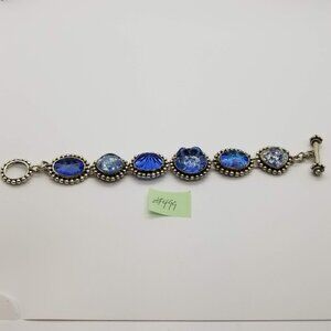 Silver tone bracelet with Blue Glass Stones